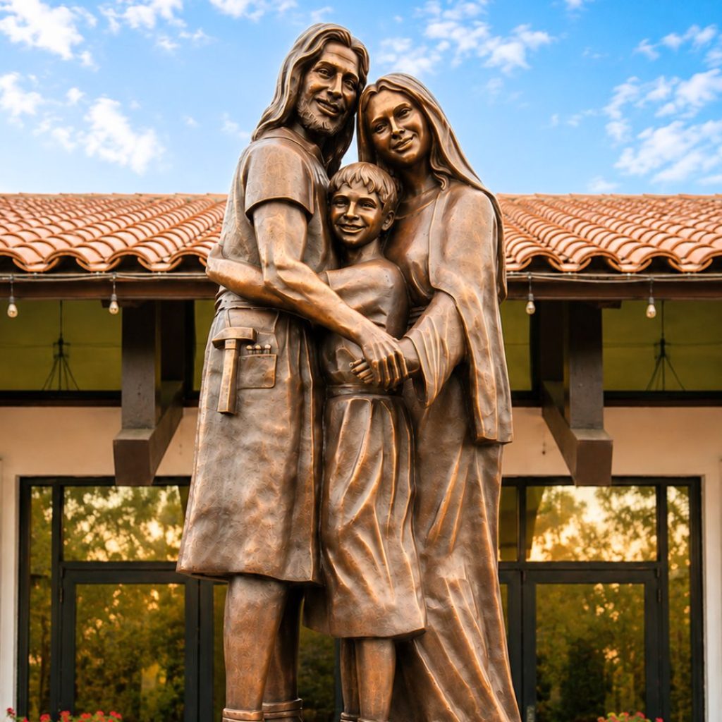 Heart of a Happy Family sculpture by Indweller Artistic creating a gathering place on a church campus.