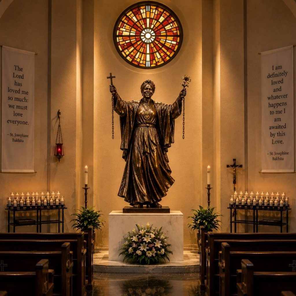 Saint Josephine Bakhita sculpture teaching human dignity and freedom