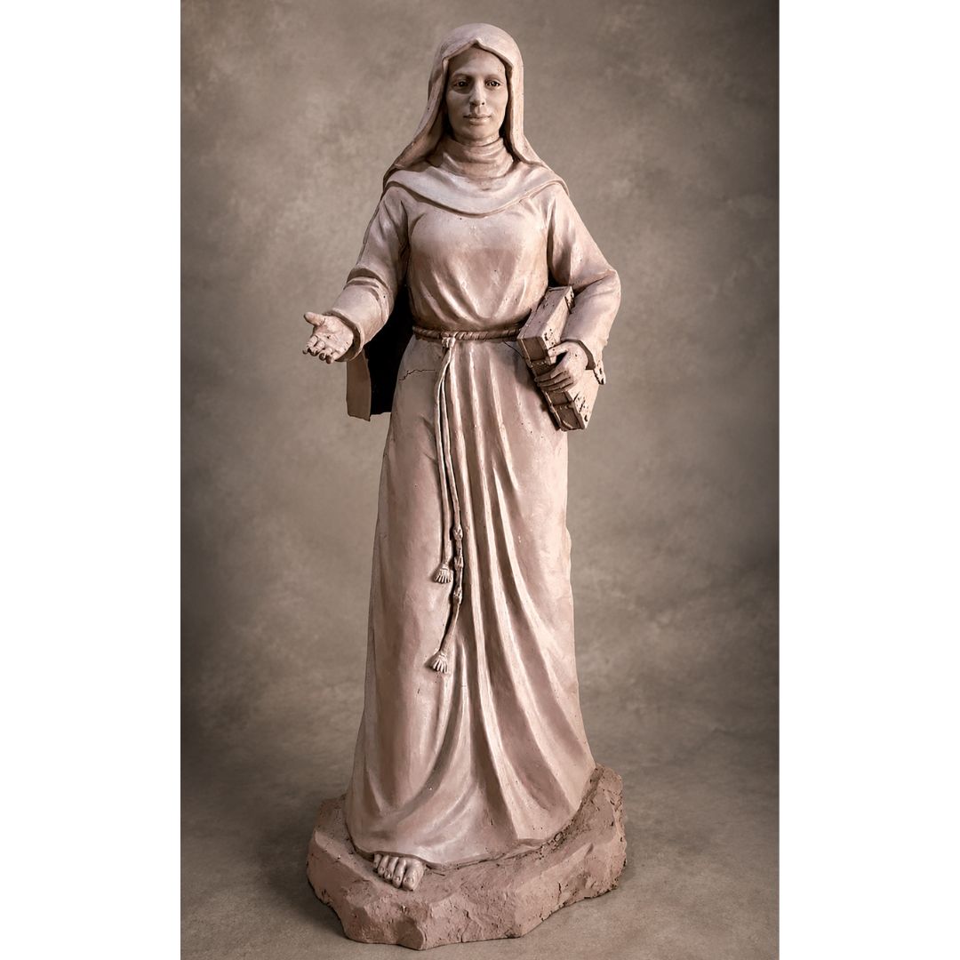 Original clay sculpture of St. Clare of Assisi before casting into bronze.