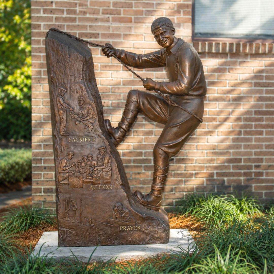 St. Pier Giorgio Frassati sculpture representing Catholic young adult and university campus ministry